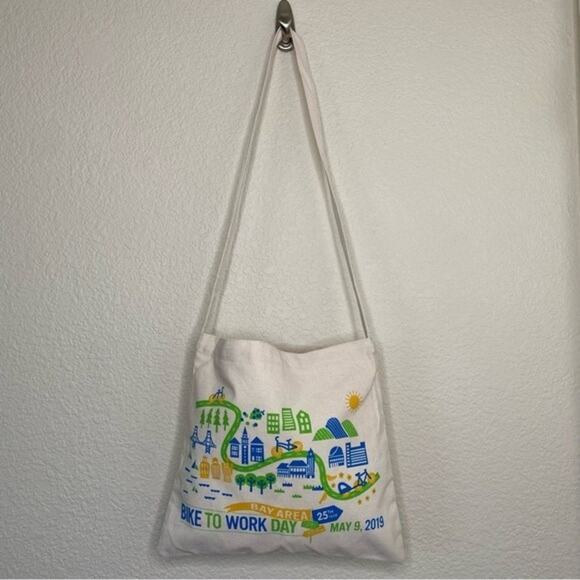 Bay Area California Bike to Work One Shoulder Canvas Tote - Picture 8 of 8